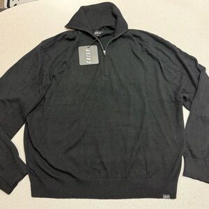 Crisp Brand Quarter Zip Black Crewneck Sweater